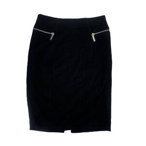 Michael Kors Black Silver Zipper Accent Pencil Skirt Size 2